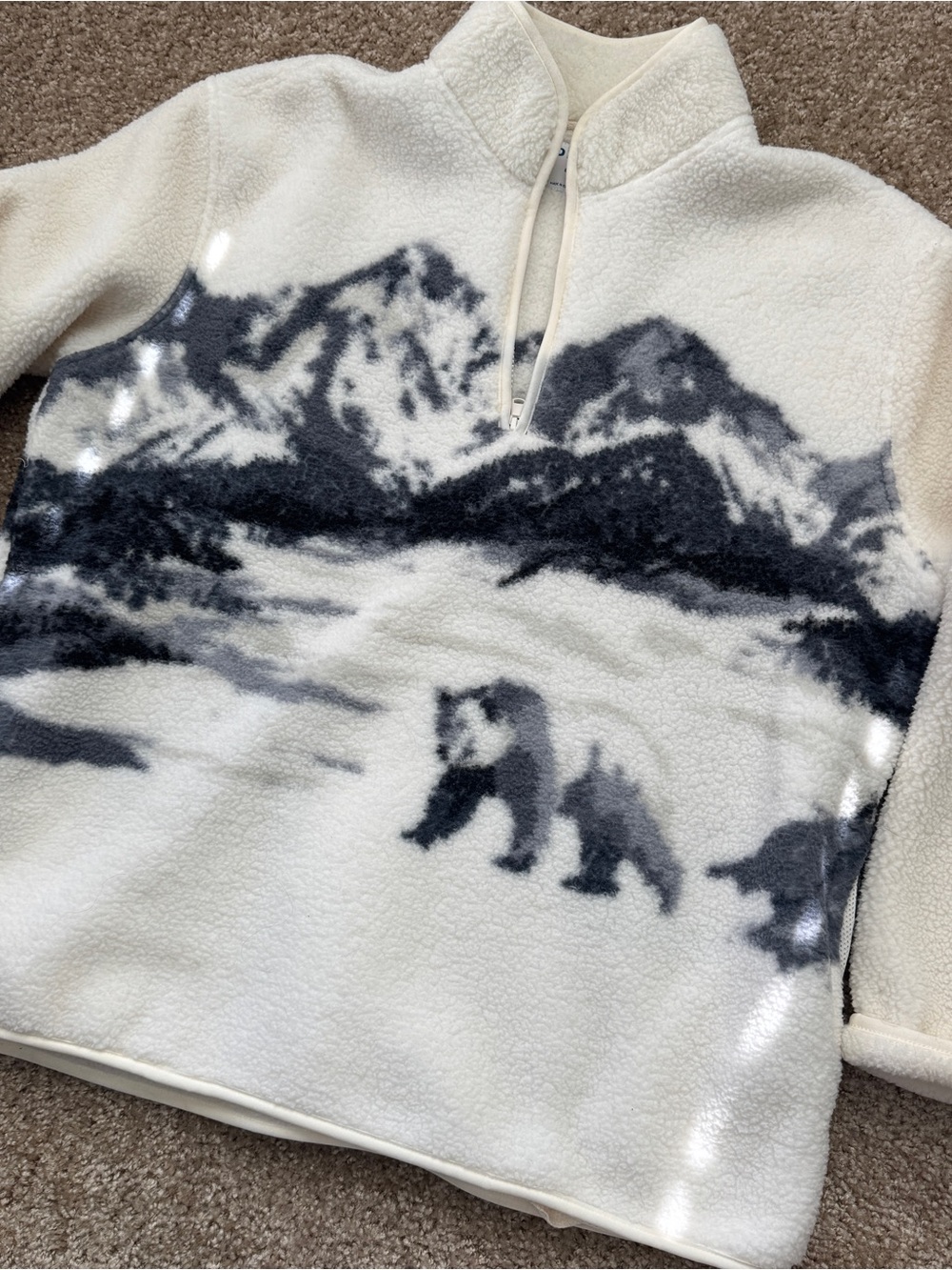 Old Navy bear and mountain fleece quarter zip, size L